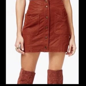 Free People Faux Suede Button Down Mini Skirt
